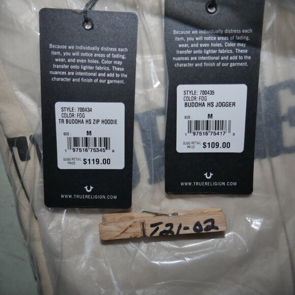 True Religion Men's Fleece Sweatsuit 2 Piece Tracksuit Matching Hoodie Joggers - Picture 15 of 16